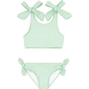 Green Gingham Kids Bikini